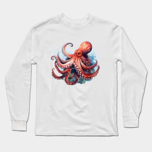 Orange Octopus Long Sleeve T-Shirt